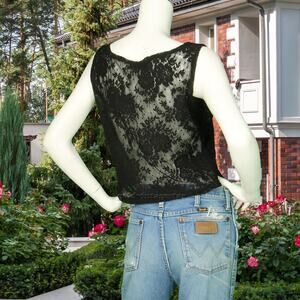 Vintage Criscione Floral Rose Lace Fairy Party Edwardian Victorian Goth Punk Top
